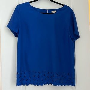 J. Crew royal blue blouse with cut outs